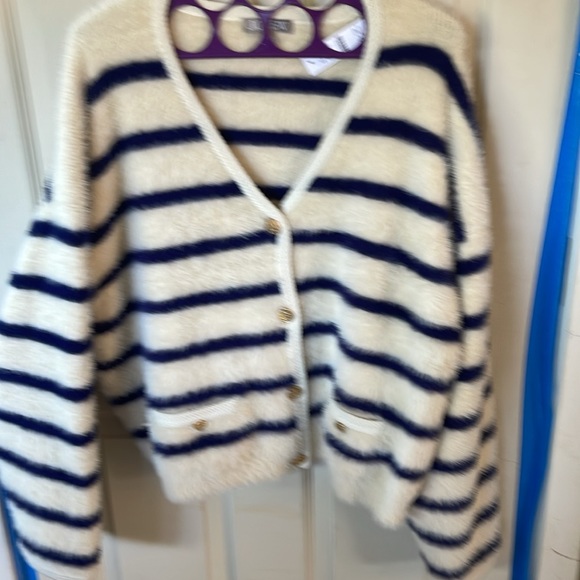 J. Crew Sweaters - New!!!!!! J.crew  Sweater lady jacket in striped brushed yarn size L